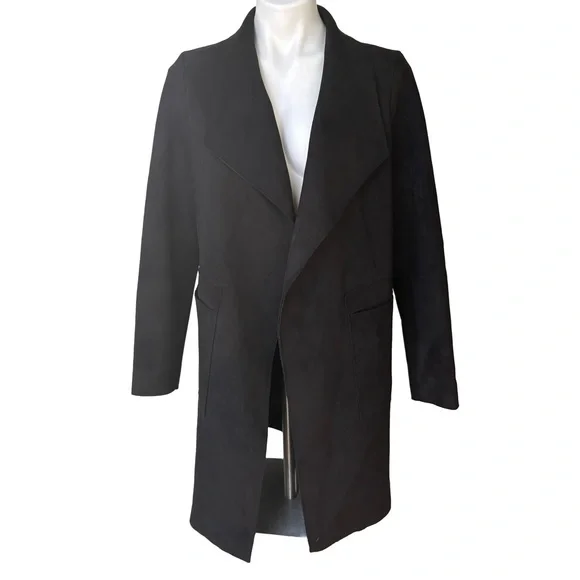 MOD Long Sleeve Open Front Faux Suede Coatigan, Sz M - Picture 4 of 14